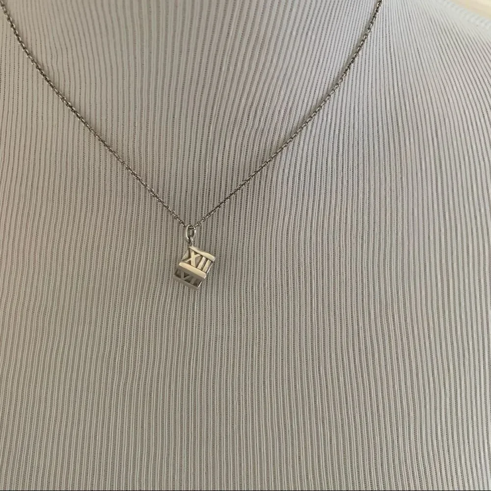 TIffany & Co. Atlas Cube Necklace - Silver